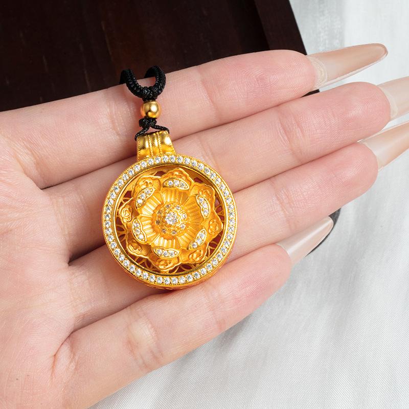 Rotating Lotus Compass Trendy Necklace Pendant 60CM(Necklace Long)