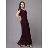 Women Maxi Wine Long Short Sleeves Dress Party Wear Top Georgette Kurta Dress VF-1872c
