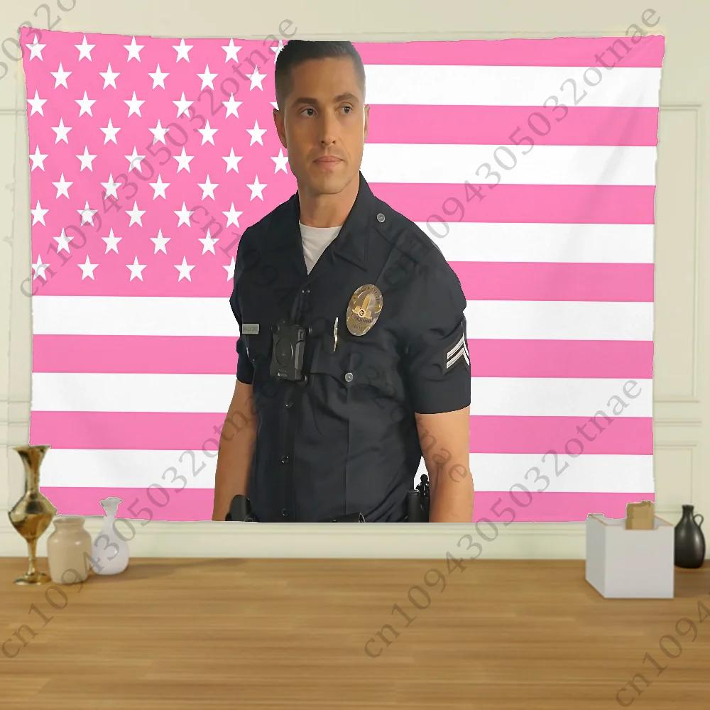 Polizisten-Tribut-Wandteppich Patriotisches Amerikanisches Flaggen-Design Perfekt für Wohnzimmerdekoration Moderner Stil Verschönern Sie Ihren Raum