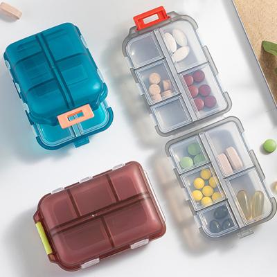 Tragbarer Pillendosen-Organizer mit 10 Fächern, staubdicht, kompakte Größe, transparent