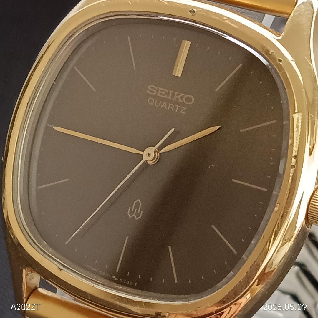 [В рабочем состоянии] Seiko 5931-5330 Золотые Мужские с Коричневым Циферблатом 3 Стрелки