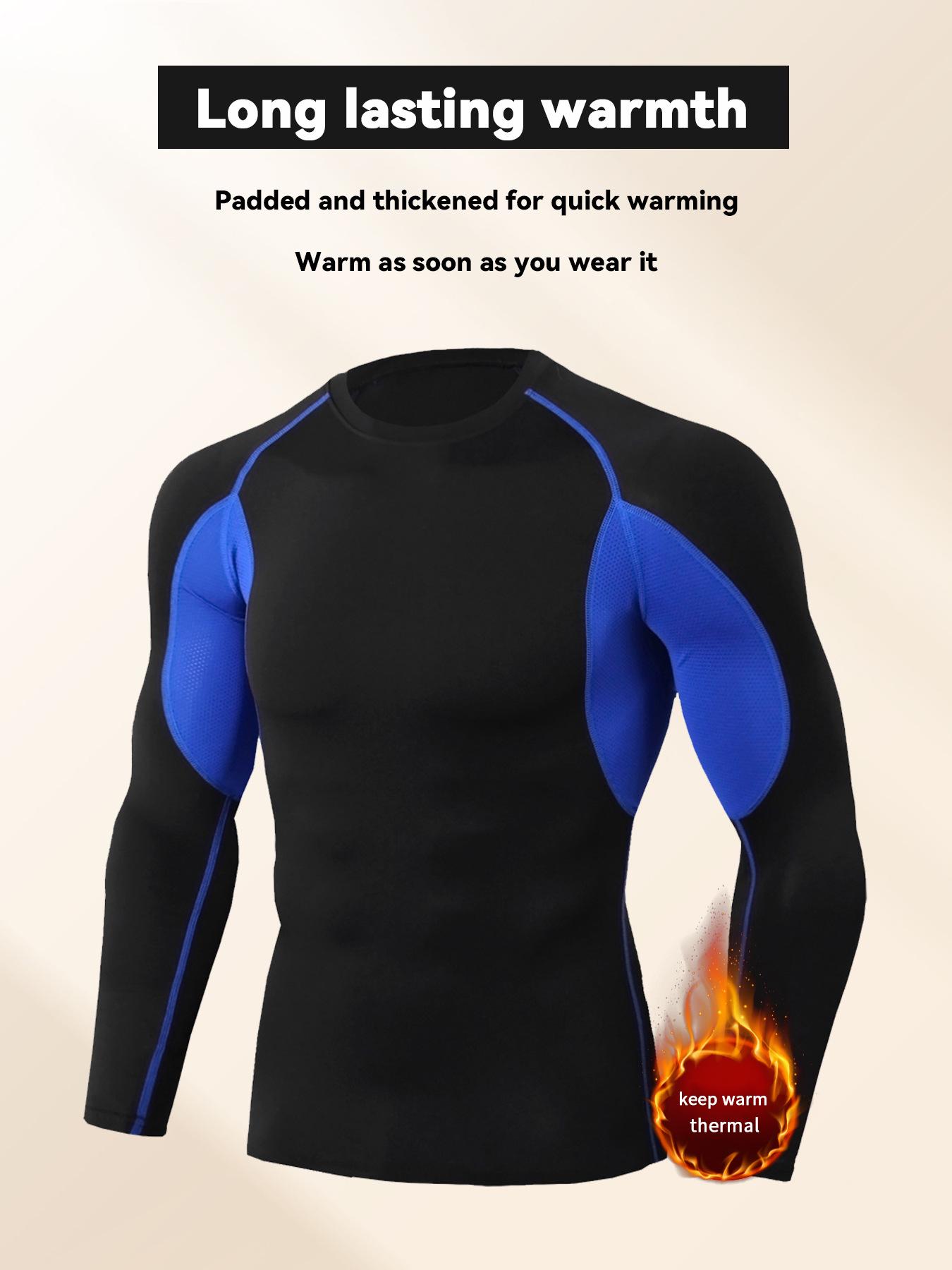 

Мужской теплый спортивный топ с длинным рукавом на флисовой подкладке для осени/зимы - дышащий, быстросохнущий, высокоэластичный для бега и баскетбола. M