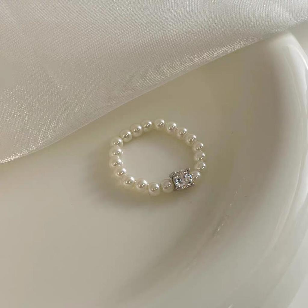 Shijia pärla zirkon elastiskt armband dam högklassig känsla enkelt sockerbitarmband temperament lätt lyx och elegant