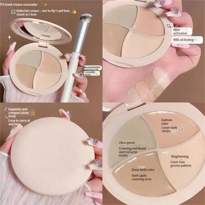 Four- Concealer Cream Moisturizing Concealer for Dark Circles,Brightening,Multi- Contouring,Foundation Cream