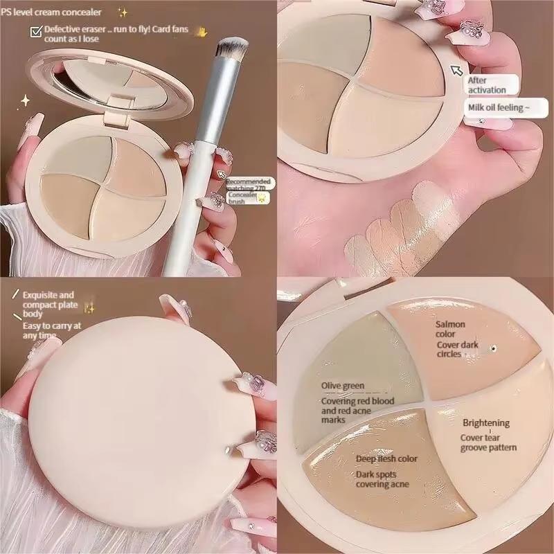 Four- Concealer Cream Moisturizing Concealer for Dark Circles,Brightening,Multi- Contouring,Foundation Cream