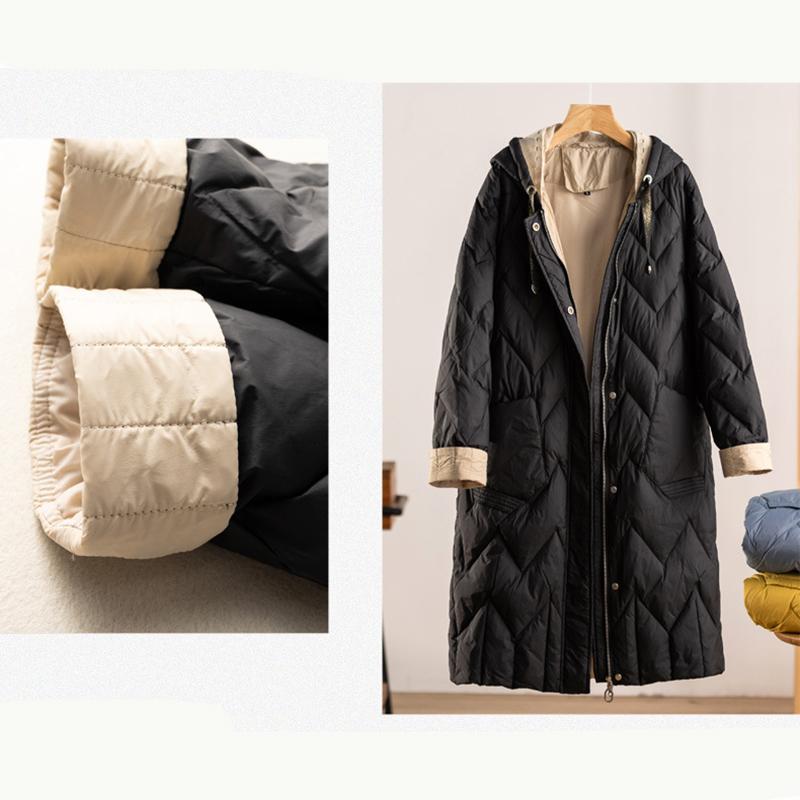 Loose Warm Fashion Jacket Women's Winter Knitted Wool Hooded Down Jacket