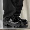 Fashion Trendy thick soled men's leather shoes Luxury designer style Leisure Party Outdoor Black height increasing shoe 38-46 Metal