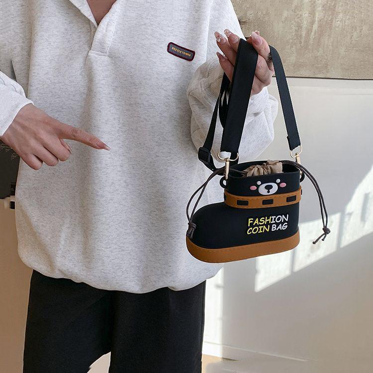 Little Bear Rain Boots Crossbody Bag Parent Child Leisure Shoulder Bag 2025 New Cute and Versatile Silicone Small Bag