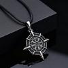 Vintage Noorse Viking Rune Kompas Hanger Ketting voor Mannen, Verstelbare Koord Ketting Roestvrij Staal Sieraden Afstuderen Gids Cadeau