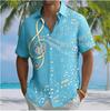 Men's Music Note Treble Clef Print Short Sleeve Shirt, Spring Summer Music Themed Fun Vacation Blouse, Loose Casual Top