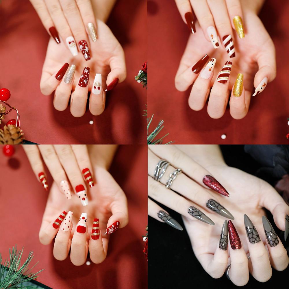 

24 шт./кор. пресс на ногтях, искусственные накладные ногти с полным покрытием, гроб, накладные ногти, носимые кончики ногтей