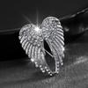 Vintage Silver Tone Angel Wing Brooch With Sparkling Rhinestone Inlay Perfect For Formal Events Wedding Suit Decor