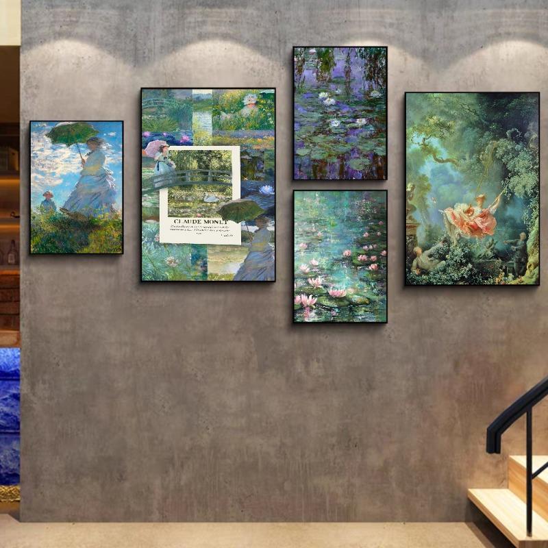 Famous Claude Monet DIY Sticky Poster Vintage Room Bar Cafe Decor Home Decor