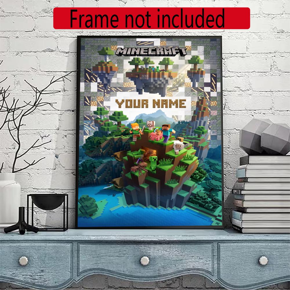 Minecraft Personalized Name Diamond Paintings Mosaic Wall Round Diamond Art Painting Kits Embroidery Crystal Accessories Frameless