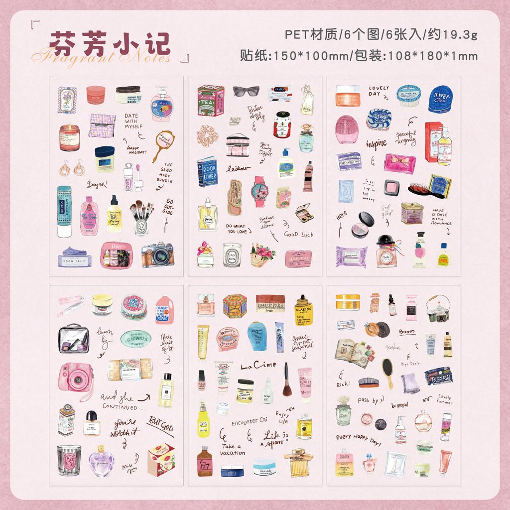 6 pcs Kawaii Cartoon Stickers pack Adhesive DIY Scrapbooking Diary Album Scrapbooking Material Craft Supplies