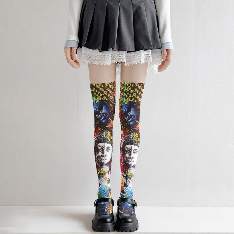 Fashion tattoo thigh socks, printed stockings, Loli girls, Japanese sexy stockings, slim models, multiple sizes