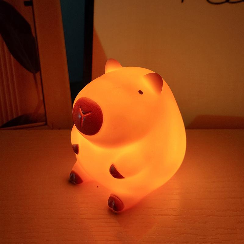 Niedliches Cartoon Capybara Nachtlicht Batterie Dimmbar Schlaf Nachtlampe Für Kinderzimmer Dekoration