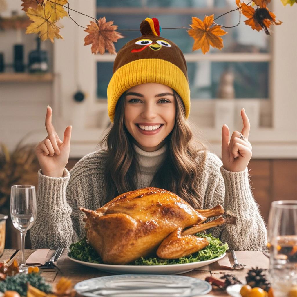 Thanksgiving Turkey Knit Hats for Costume Party and Holiday Fun Knit Caps Festive Turkey for Thanksgiving Celebration