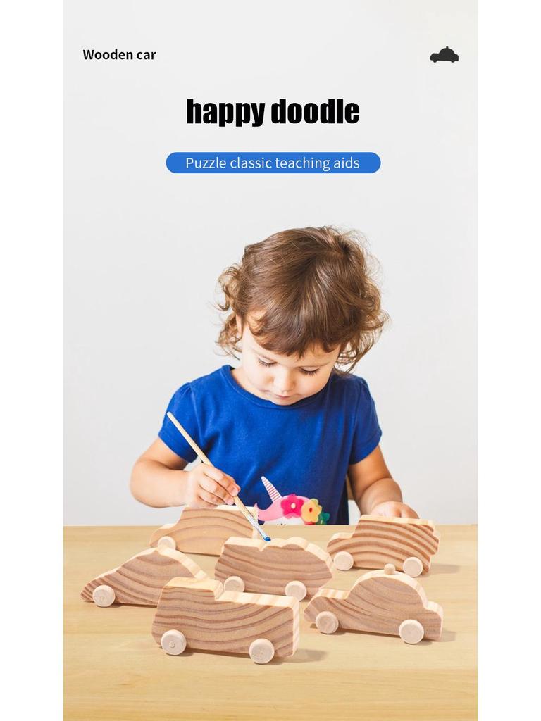 Children's DIY Wooden Car - Handmade Color & Graffiti Educational Toy