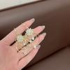 French Elegance Personality Flower Circle Exquisite Earrings for Women Light Luxury Inlay Drill Earrings Party Jewelry Accessory