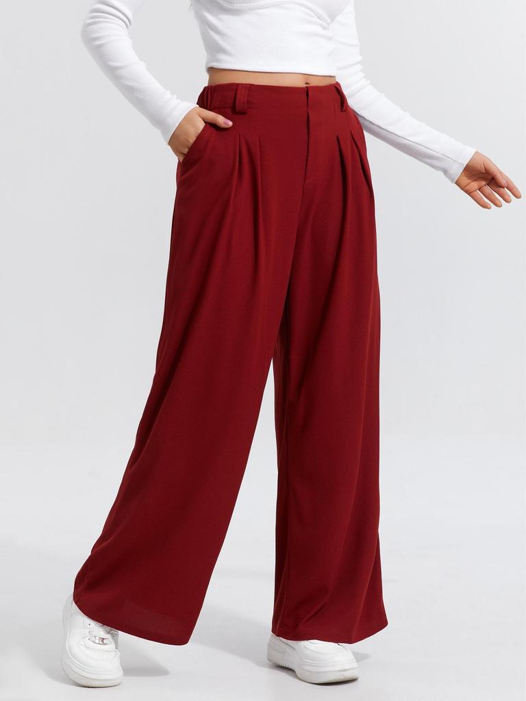 2025 Europese en Amerikaanse Dames Hoge Taille Wijde Pijp Elegante Casual Broek