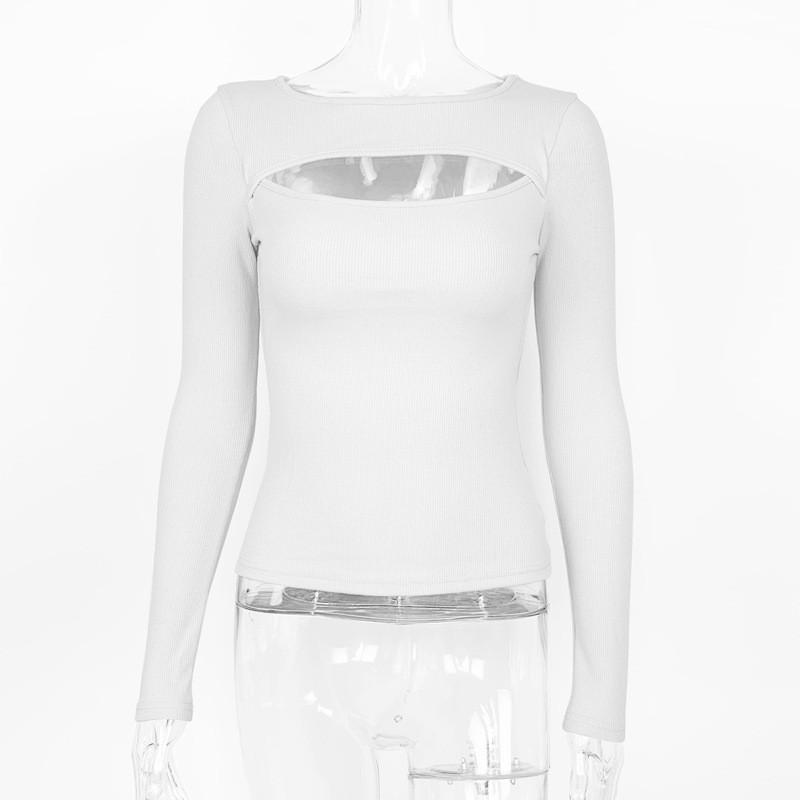 Sexy Mesh Long Sleeve T Shirt With Ribbed Cotton Fabric For Women
