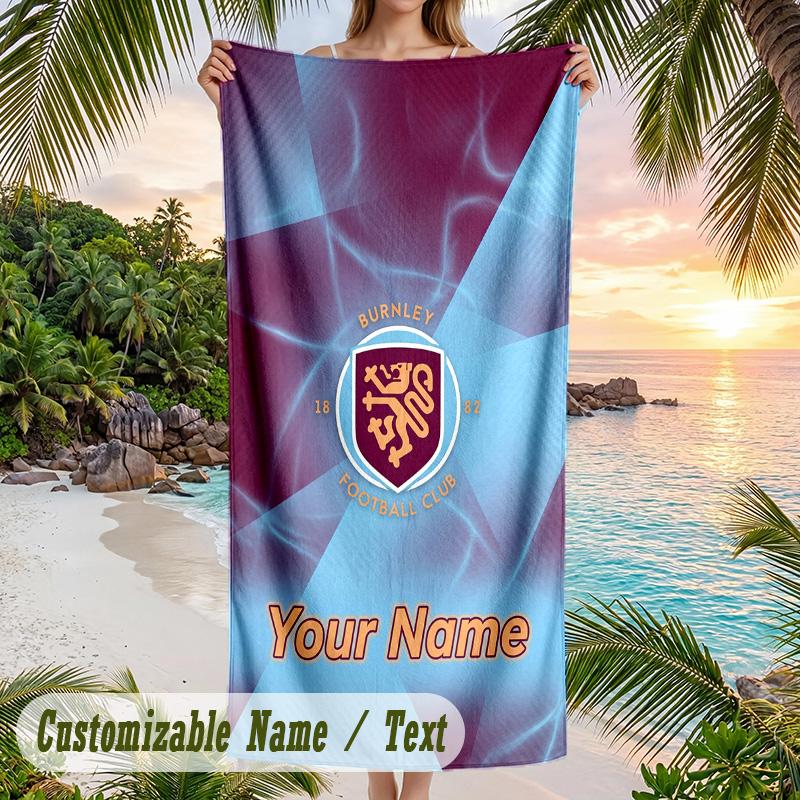 Beach Towel Burnley Football Print Custom Name Text Soft Towel for Swimming Pool