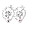 New 925 Silver Pink Heart Shape Women Earrings Brilliant Wedding Engagement Star Earrings Jewelry Gift