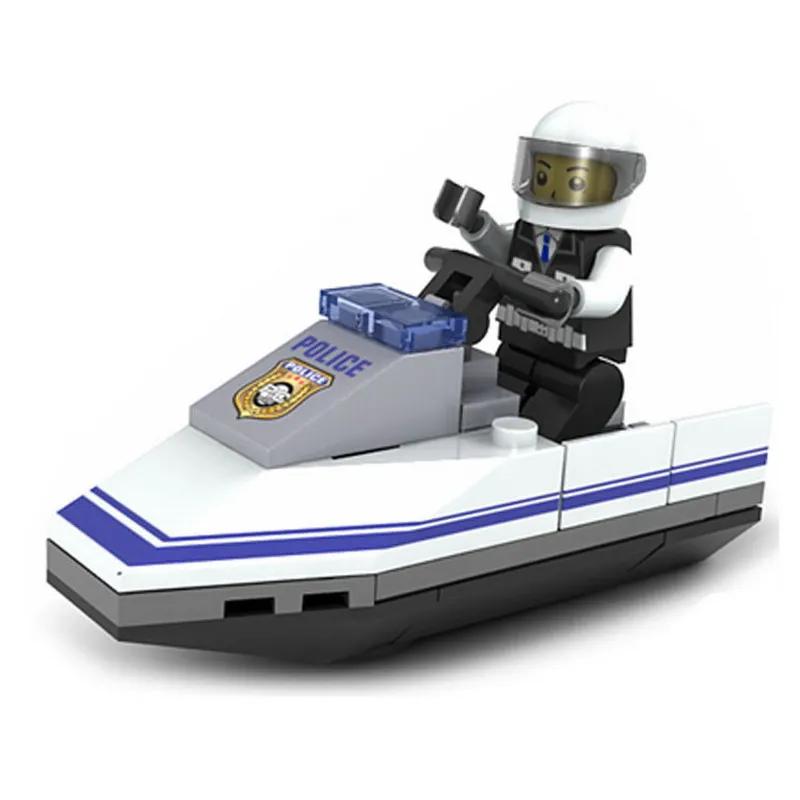 City Patrol Police Motorcycle Car Pursuit Prisoners Model Building Blocks Enlighten Action Figure Toys For Children