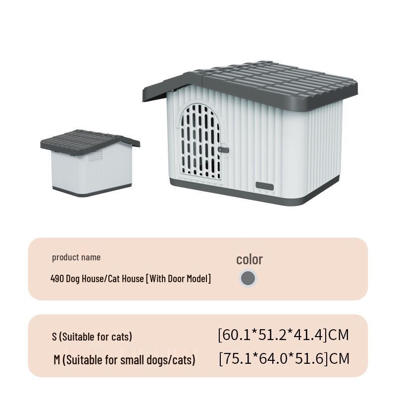 Rainproof Insulated Semi-Enclosed Small Dog House for Indoor/Outdoor Use
