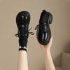 British Lace-up Style Small Leather Shoes, New Autumn Heightening Platform Muffin Small Single Shoes, Black Cat Heel