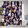 Entzückendes Hunde-Duschvorhang-Set Blaue Wanddekoration Für Badezimmer Verschiedene Welpen-Designs Einfache Montage Duschstange Inklusive