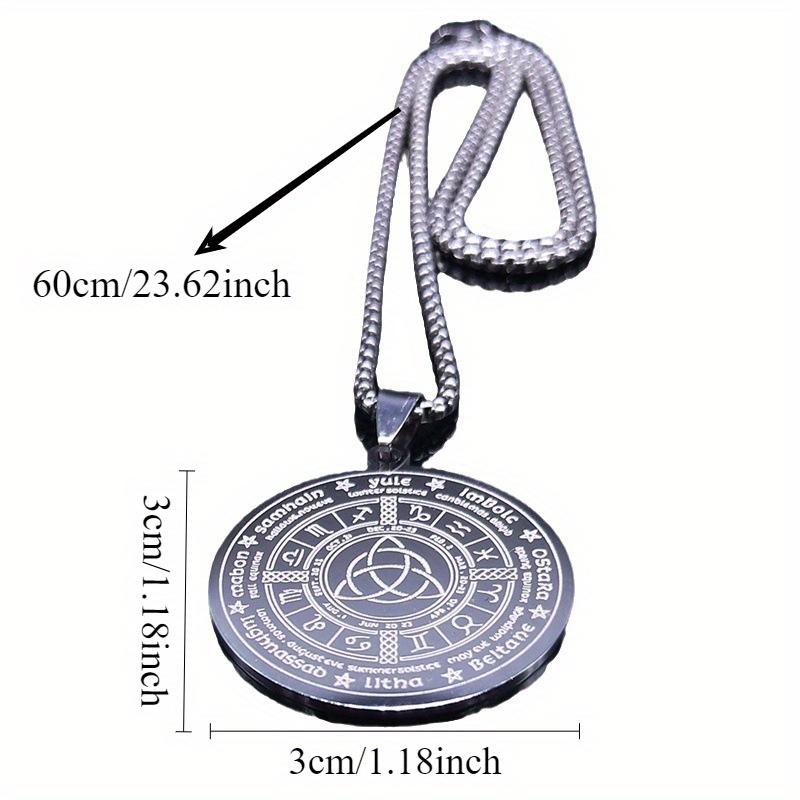 Naszyjnik ze stali nierdzewnej z węzłem w stylu vintage, okrągły, z dwunastoma konstelacjami, tytanowy wisiorek, biżuteria