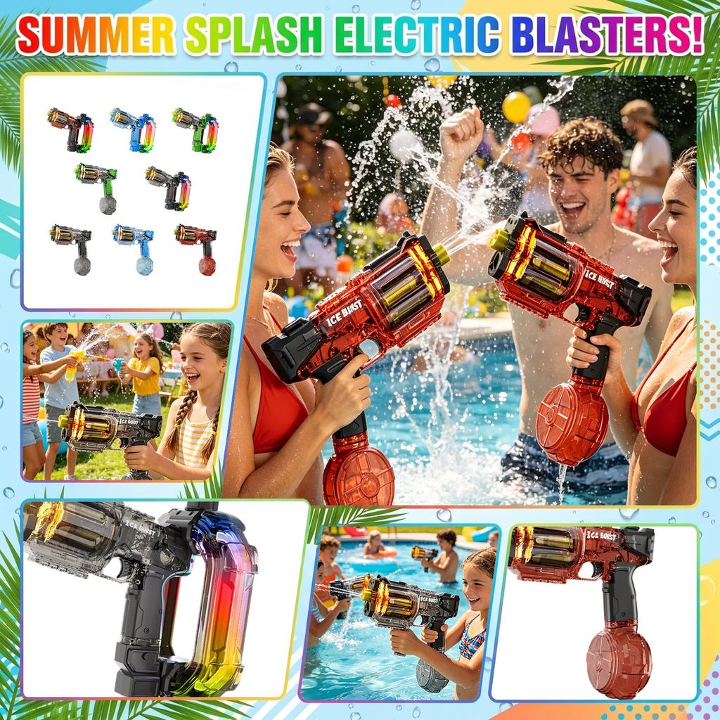 Induction Flashing Revolver Electric Water With Mechanical Linkage And Retraction, Suitable For Children's Summer Outdoor Water Festival.
