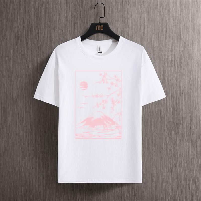 Tokyo Sakura Mount Fuji Business Card T Shirt Women Fashion Tee Clothing Cotton Summer Casual Tops Hip Hop Loose Cotton T-Shirt