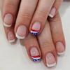 4th of July Glues on Nail Short Square Fake Nail Independence Day French Tip Press on Nail Artificial Acrylic Nail
