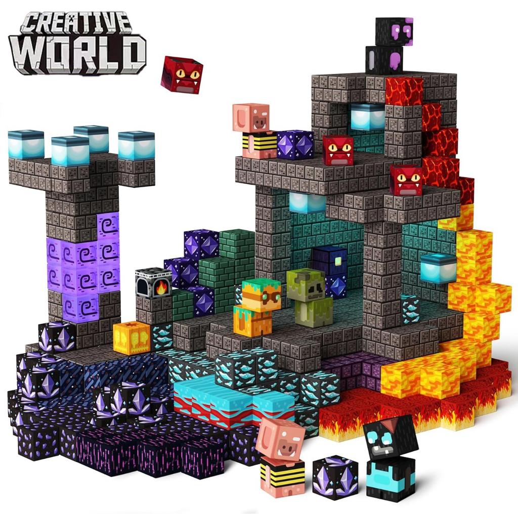 Magnetic Building Blocks Mine World Magnet The End Ender Head Forest Cabin Cubes Set Stem Sensory Brick Cube Toys Children Gift