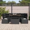 VidaXL Ensemble de salle à manger de jardin 7 pièces avec coussins en poly rattan noir et acacia 3349918