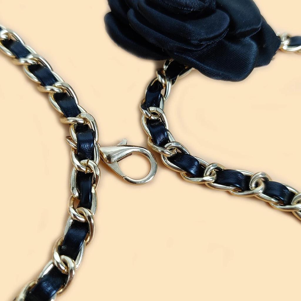 LA HUATE Cintura A Catena Con Farfalla E Cristalli Per Donna - Regolabile Lunghezza 107 Cm, Colori Oro E Argento - 4