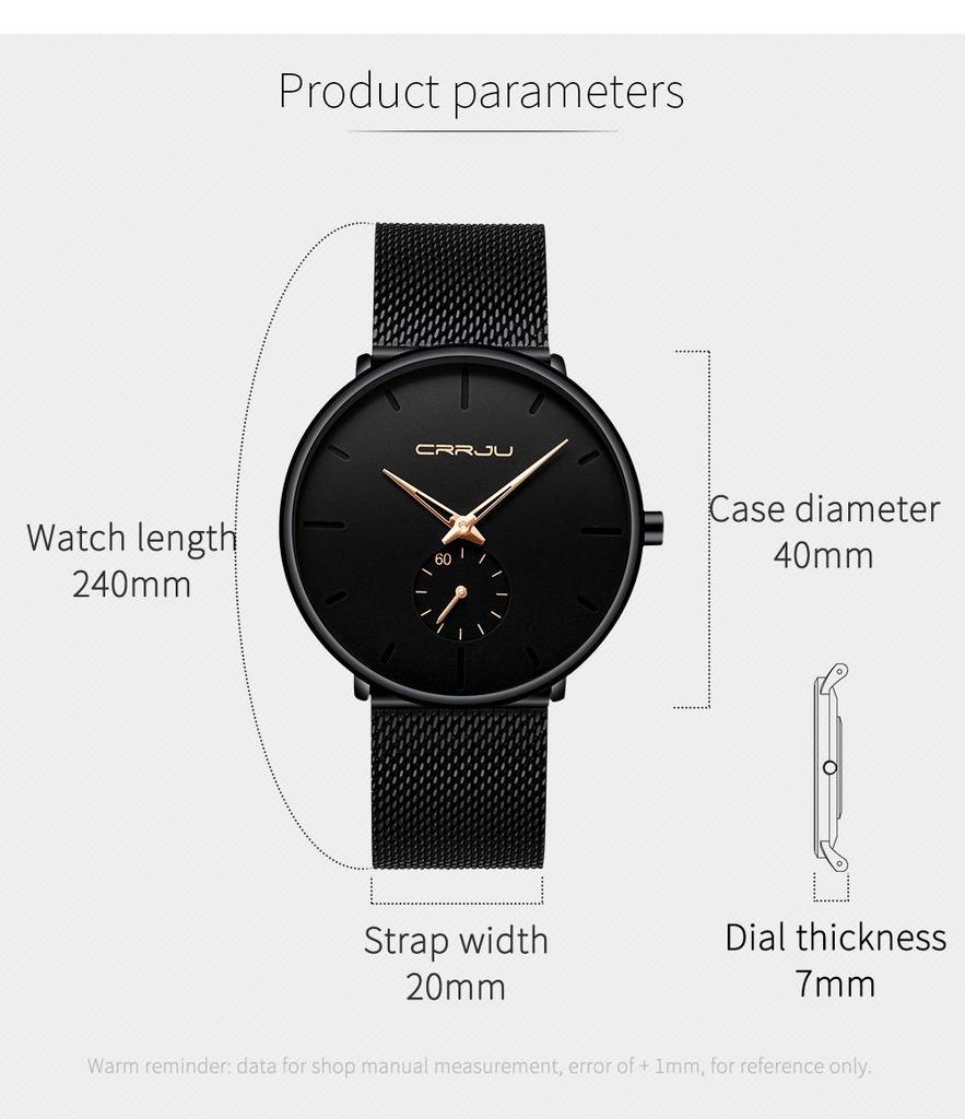 CRRJU 2150 Unisex Wasserdichte Mesh-Band Ausdrucksuhr