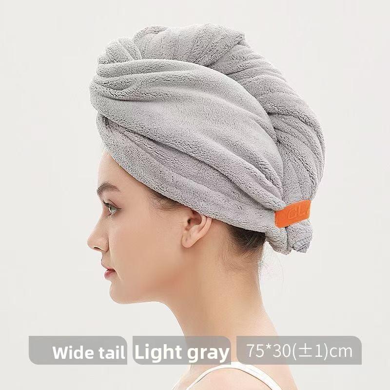 

Утолщенная шапочка для сушки волос для женщин, супервпитывающая и быстросохнущая, взрослая шапочка для шампуня, полотенце для волос 75*30 светло-серый
