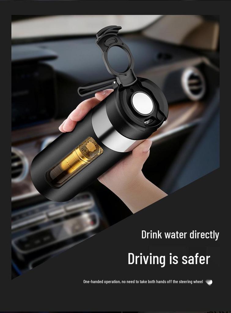 High-End Portable Tea Infuser Cup with One-Button Lid – Creative Borosilicate Glass Design