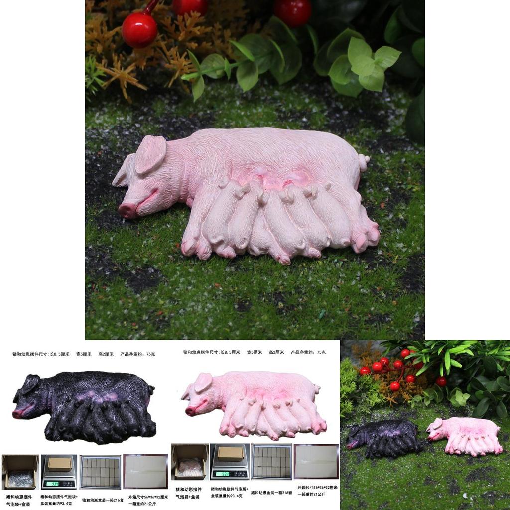 Micro Landscape Resin Pig And Piglet Figurines Farm Scene Decor For Decorations And Gifts