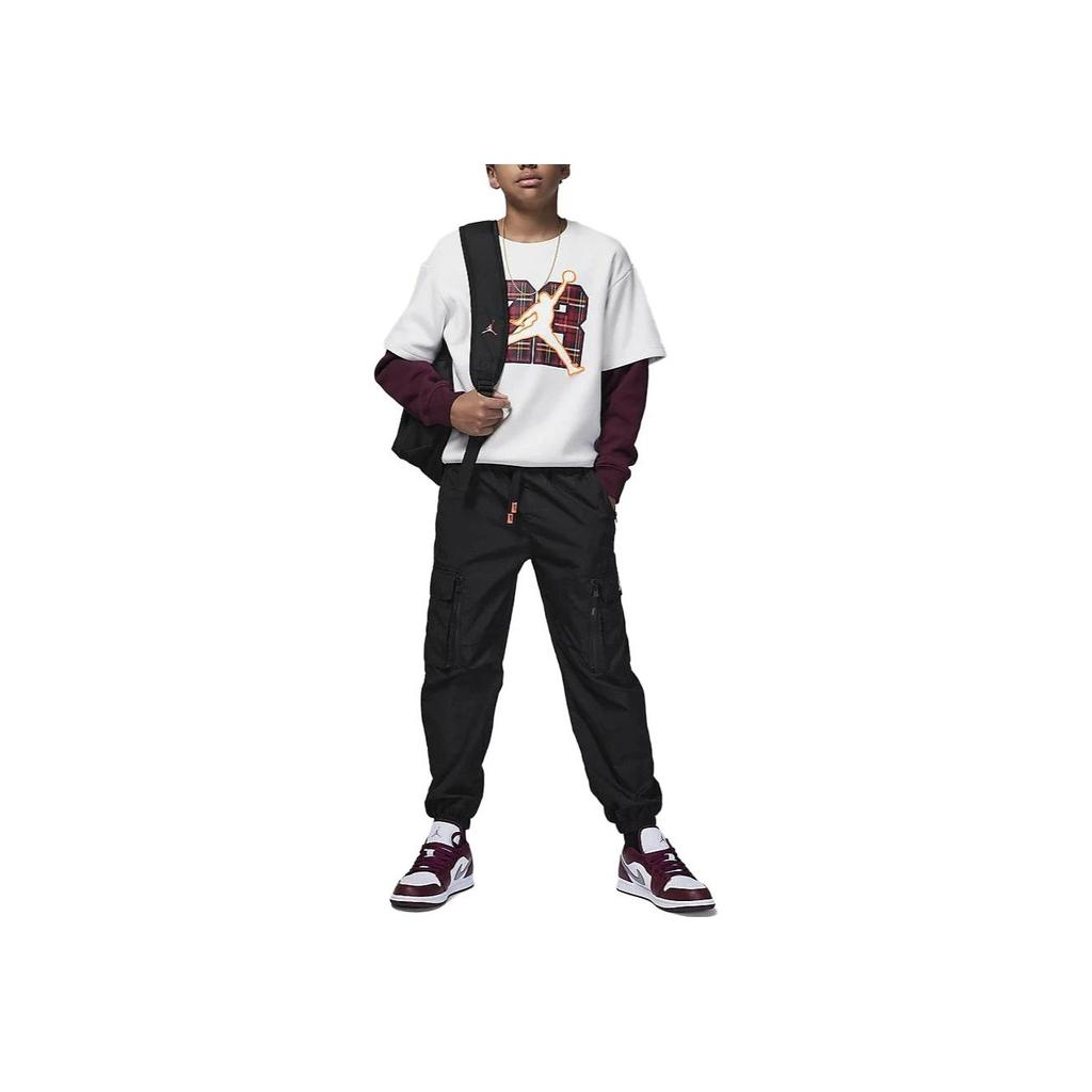 Jordan 23 Logo Crew Neck Sweatshirt Kids Tops Gray White FZ1677-030