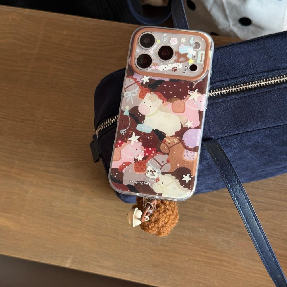 ins splashing ink bow pony applies to Apple 17 mobile phone case iphone16promax new 15 girl heart all-inclusive anti-drop 17pro Internet celebrity iPhone 14