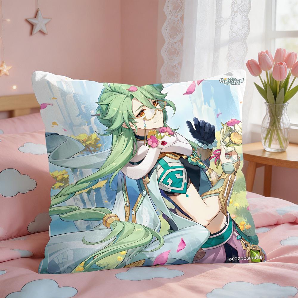 Baizhu Genshin Game Cushion Cover Short Plush Pillow Case Room Sofa Cushion Covers Home Decor Funda