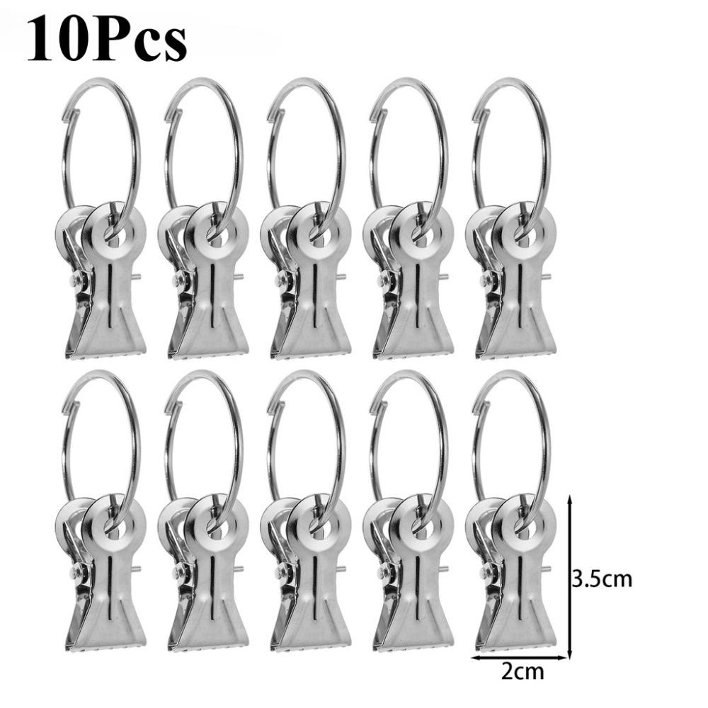 10Pcs Toothed Curtain Clips Non-Slip Flexible Curtain Hanging Ring Metal Heavy Duty Clothespin Clips for Curtains and Laundry