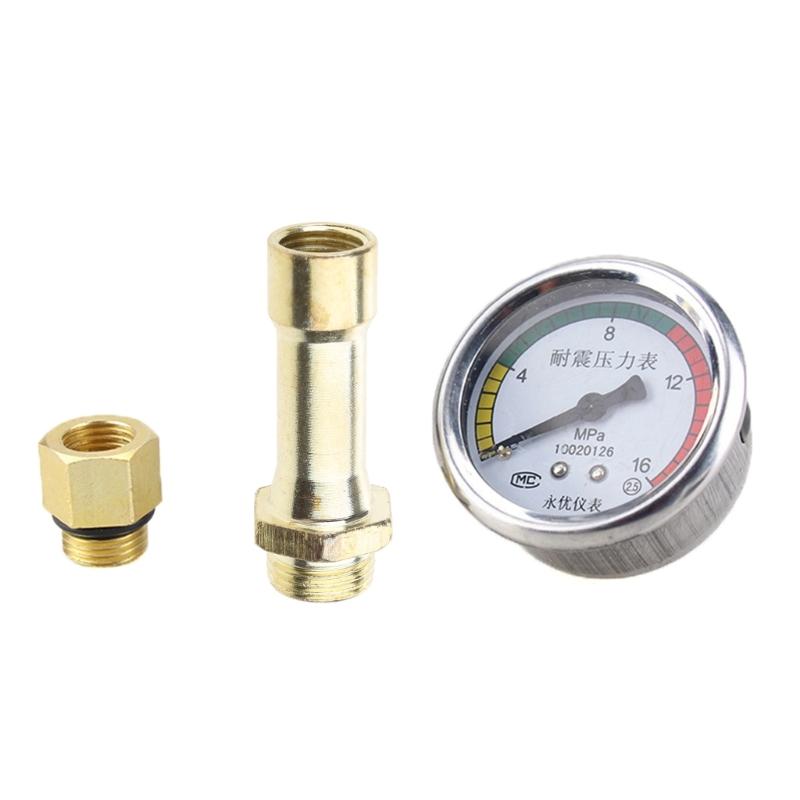 High Pressure Gauge with 14mm Outer Thread Metal Pressure Gauge Anti-knock Pressure Gauge Measuring Range 0-16 MPa
