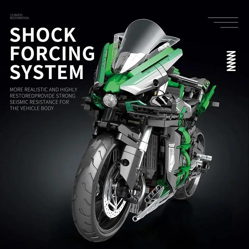 2088PCS H2 SX Motorcycle Building Blocks City Racing Motor Bike Model Bricks Desktop Decoration Display Children's DIY Toy Gifts