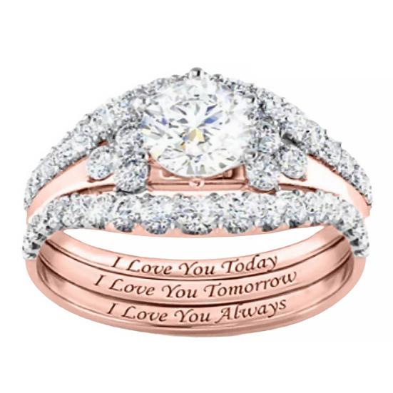 

1 комплект женских колец с гальваническим покрытием, сверкающие нежные женские кольца на палец для вечеринки US 5 розового золота